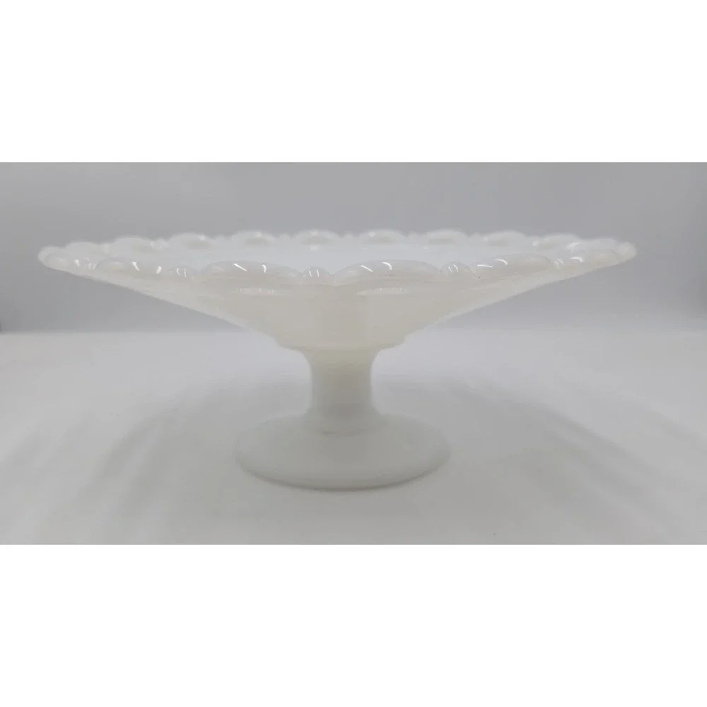 Vintage Anchor Hocking White Milk Glass Old Colony Open Lace Centerpiece Bowl